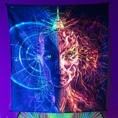 Spiritual Art, Sacred Home Deco, Esoteric Room Decor, Festival Tapestry, Unique Gift, Psychedelic Art, Mystical Art, Trippy Room Deco thumb