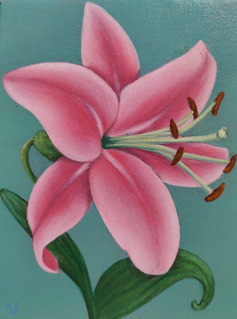 Pink Lily Botanical Art Print Pink Lily Painting Watercolour Floral Art  Watercolour Art Print Floral Wall Art Pink Wall Art 