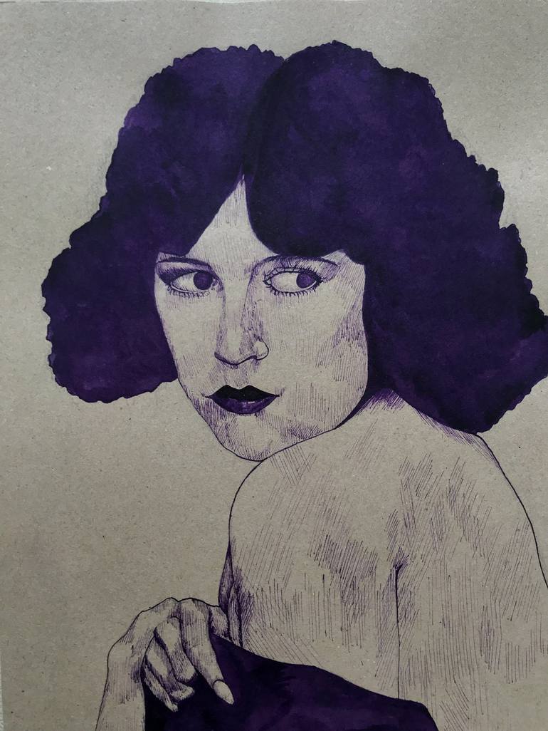 Original Art Deco Portrait Drawing by Ana Mosalska