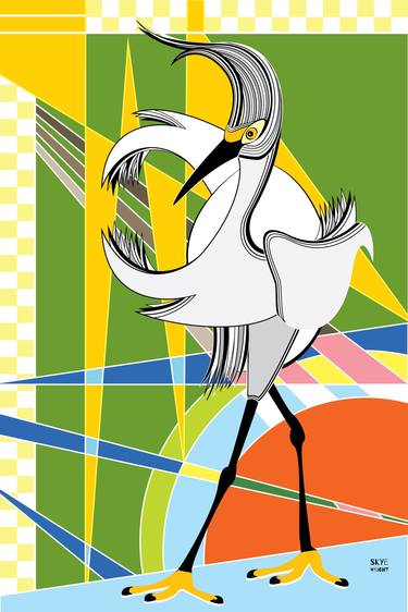 Egret Walks to Miami by Skye Wright - Limited Edition of 10 thumb