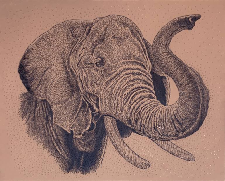 Elephant string art drawing Drawing by Abdelrahman Samier
