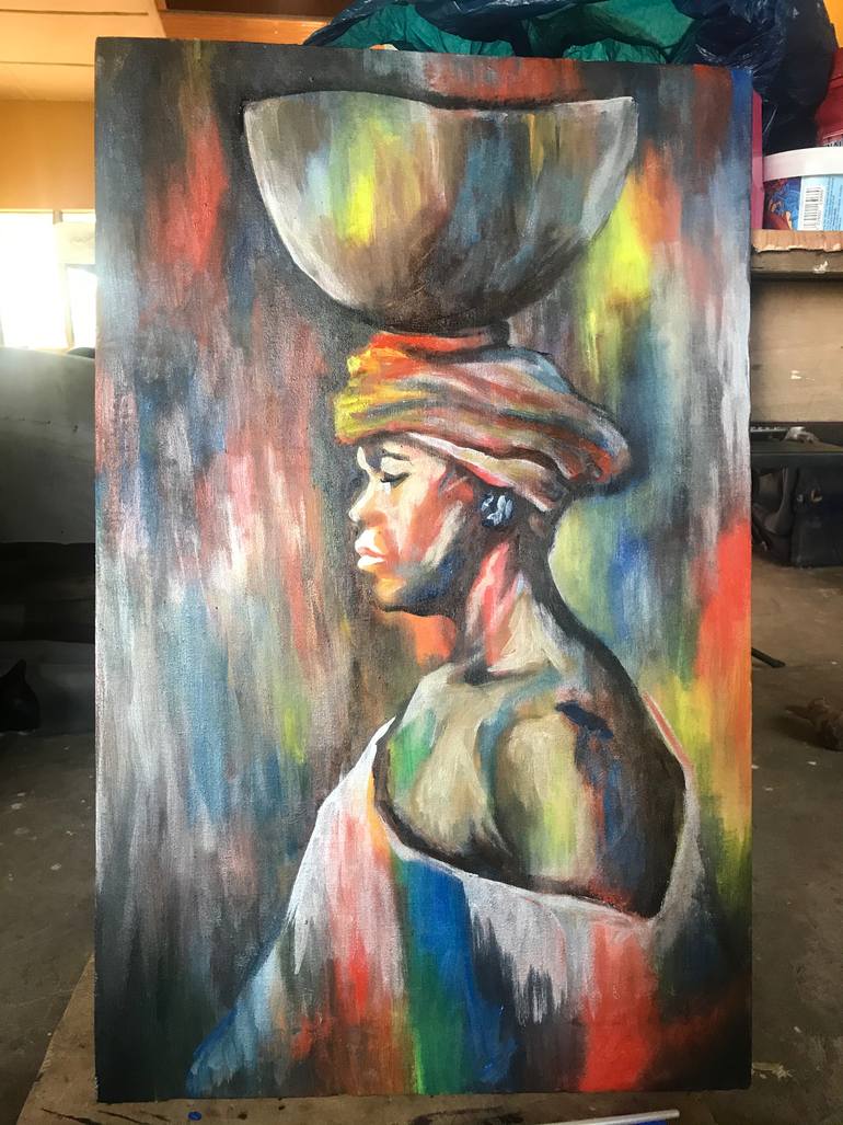 Original Art Deco People Painting by Kwaku Ntow