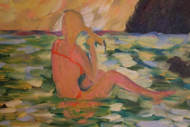 Original Impressionism Beach Painting by Leonardo Prats