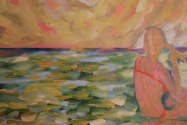 Original Impressionism Beach Painting by Leonardo Prats