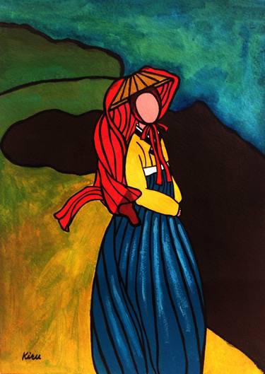 Woman in Hanbok "Wistful" (Sold) thumb