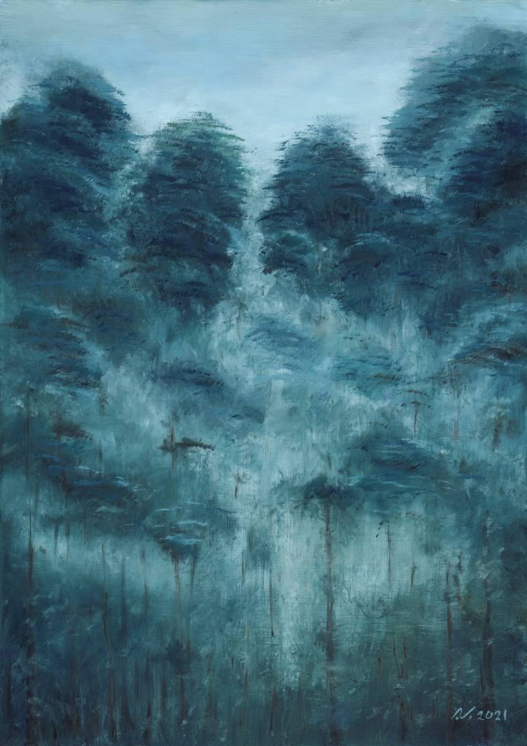 Aquamarine foggy forest Painting by foxlem pictures Saatchi Art