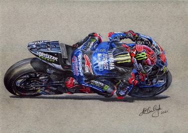 Fabio Quartararo motogp art. original drawing motorsport. motorcycle sport thumb