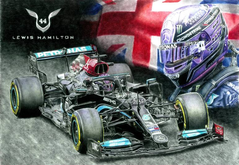 Lewis Hamilton F1 2021 Drawing by Anton Savchuk