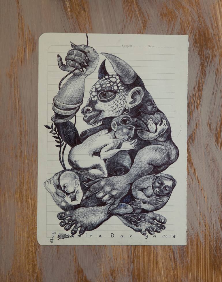 Original Black & White Still Life Painting by Samira Darya