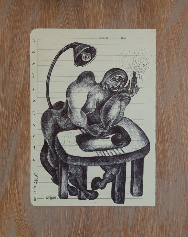 Original Black & White Still Life Painting by Samira Darya