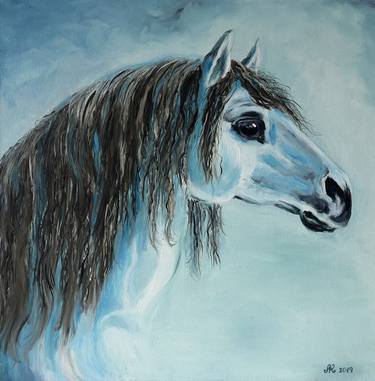 All in Blue Horse Painting thumb