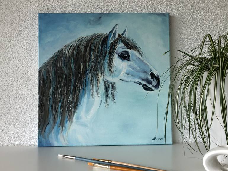 Original Horse Painting by Lu Kuznetsova