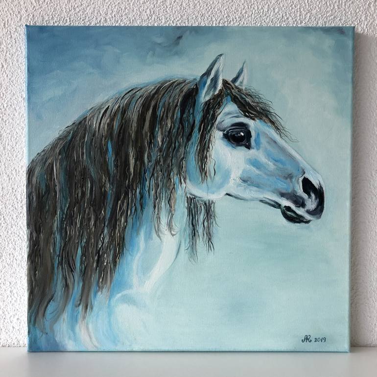 Original Figurative Horse Painting by Lu Kuznetsova