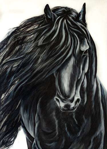 Black Horse Oil Painting thumb