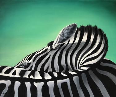Zebra Mint Oil Painting thumb