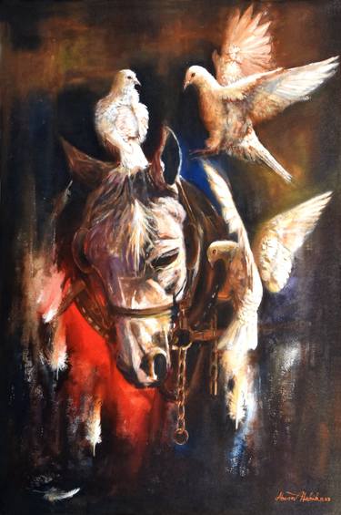 Print of Horse Paintings by Ahsan Habib