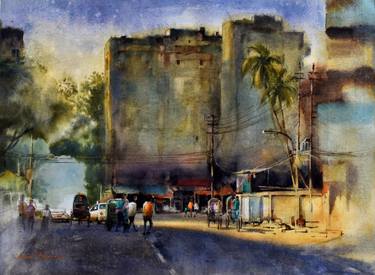 Twilight of uttara, Dhaka. Painting -2 thumb