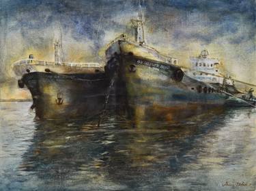 Original Fine Art Boat Paintings by Ahsan Habib