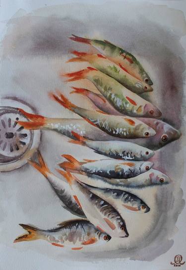 Print of Fine Art Fish Paintings by olga markichova