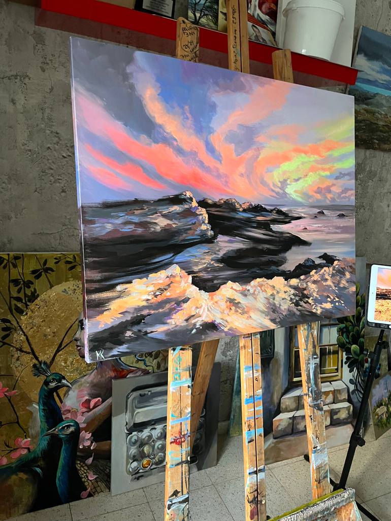 Original Expressionism Seascape Painting by Maria Kireev