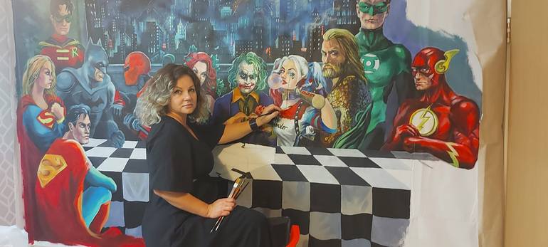 Original Pop Art Cartoon Painting by Maria Kireev