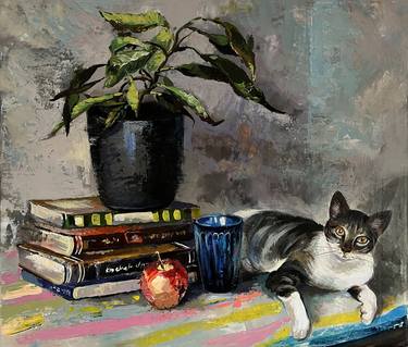 Original Cats Painting by Maria Kireev
