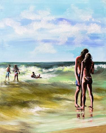 Original Figurative Beach Painting by Maria Kireev