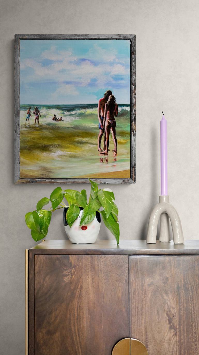 Original Figurative Beach Painting by Maria Kireev