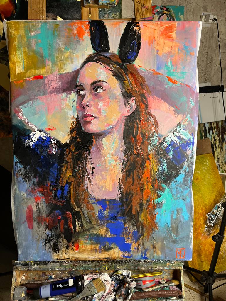 Original Expressionism People Painting by Maria Kireev