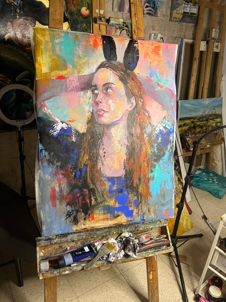 Original Expressionism People Painting by Maria Kireev