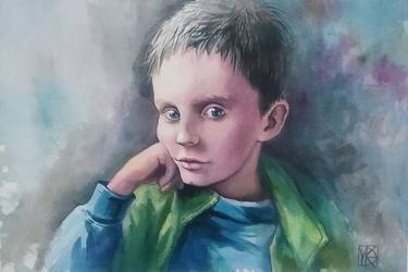 Watercolor portrait of child for commission thumb