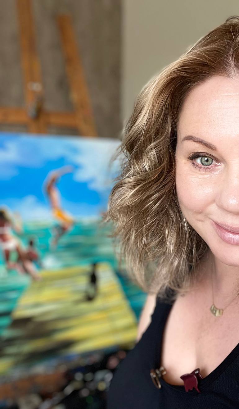 Original Figurative Beach Painting by Maria Kireev