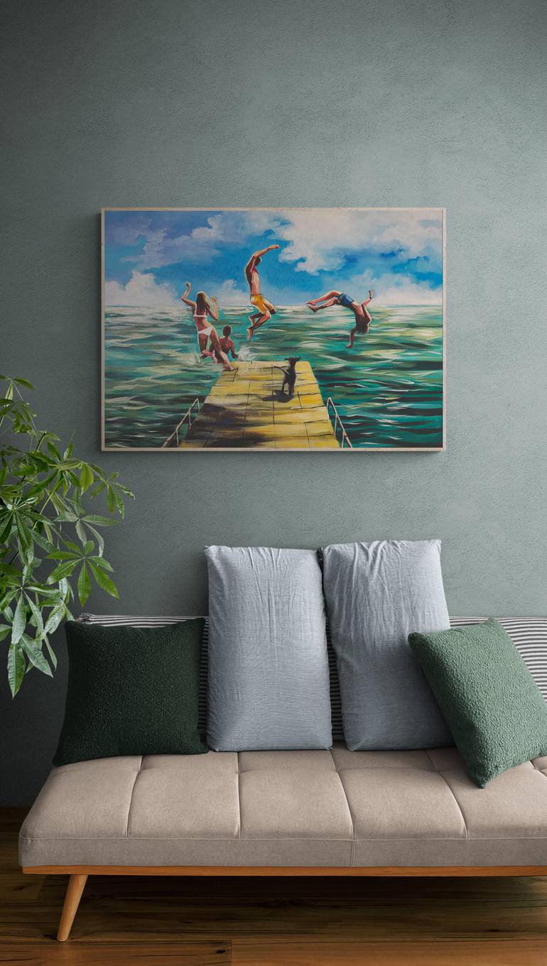 Original Figurative Beach Painting by Maria Kireev