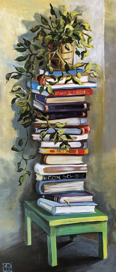 STILL LIFE WITH BOOKS AND PLANTS thumb