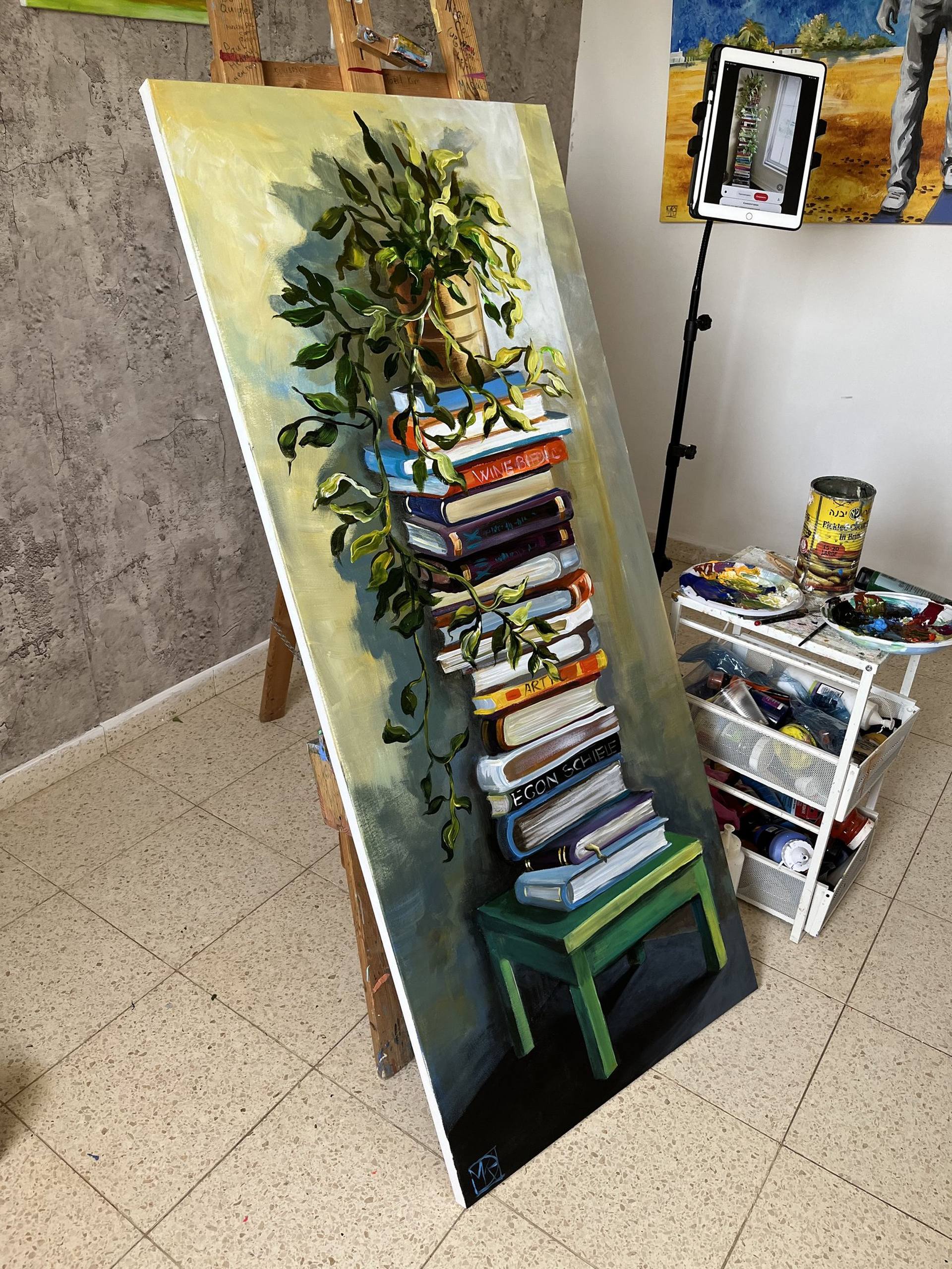 Original Art  Acrylic Painting of Books - Skylark Galleries