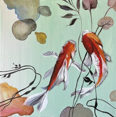 Original Abstract Expressionism Fish Paintings by Maria Kireev