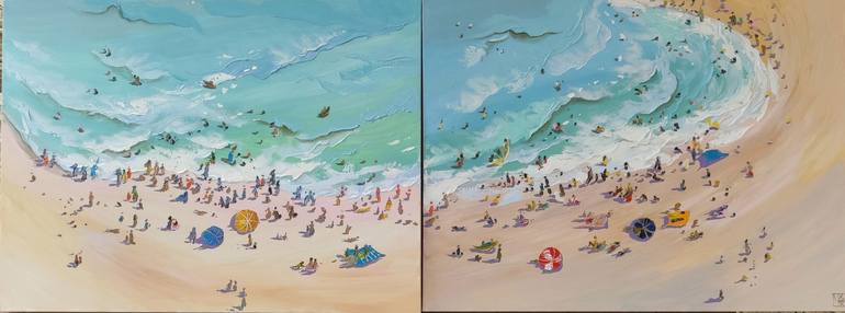 Original Expressionism Beach Painting by Maria Kireev