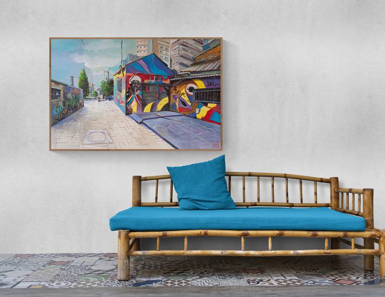 Original Street Art Landscape Painting by Maria Kireev