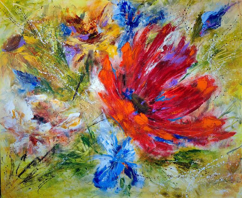 Original Abstract Floral Painting by Vera Hoi