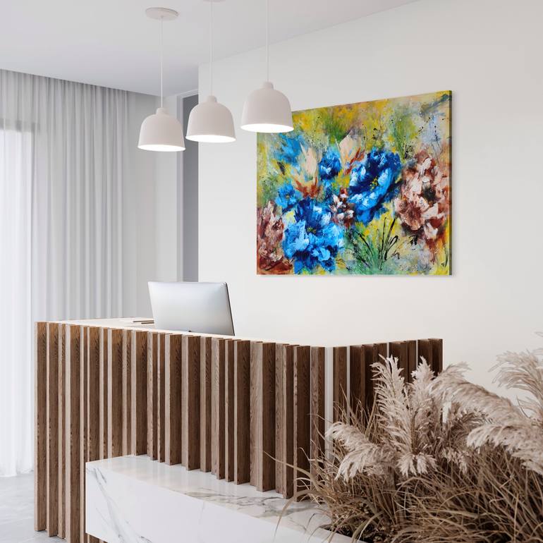 Original Abstract Floral Painting by Vera Hoi