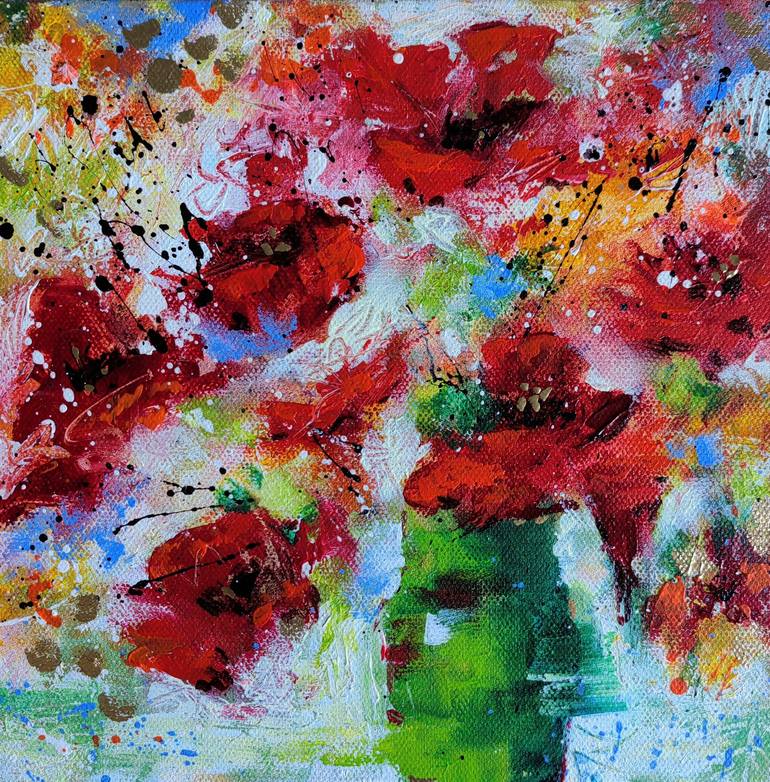 Original Abstract Floral Painting by Vera Hoi