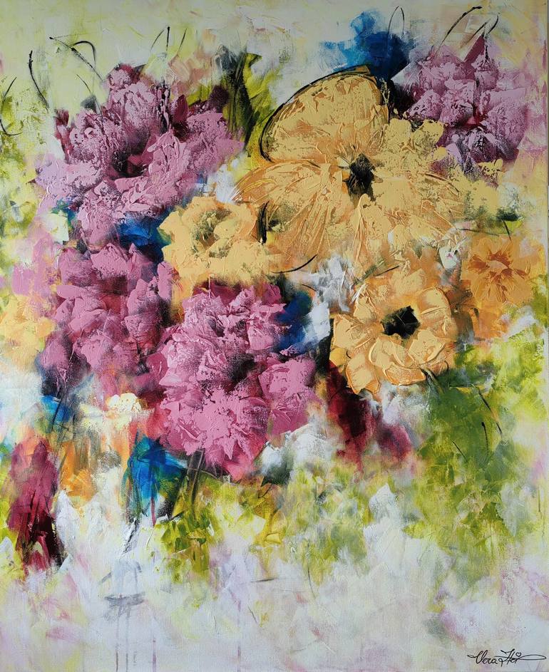 Original Abstract Floral Painting by Vera Hoi