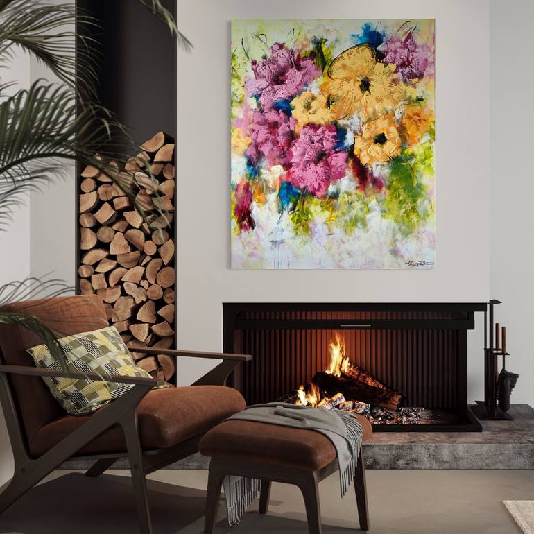 Original Abstract Floral Painting by Vera Hoi