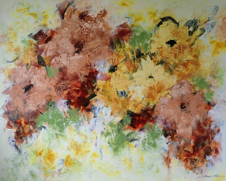 Original Abstract Floral Painting by Vera Hoi