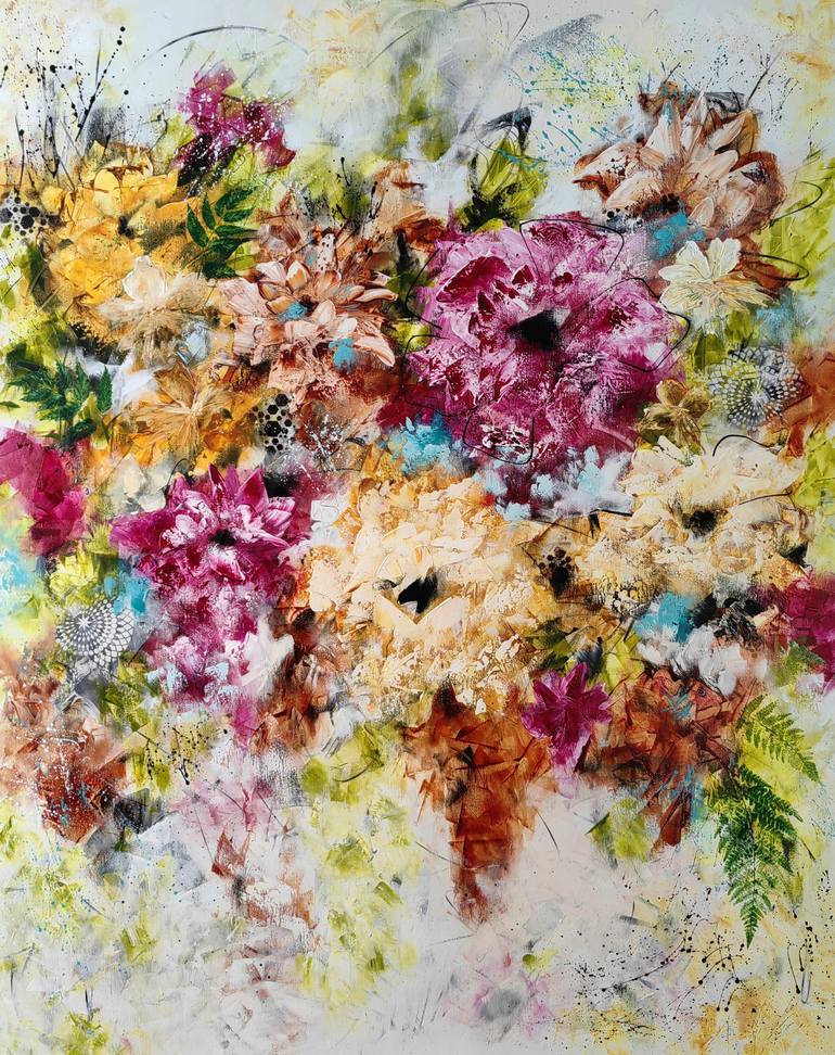 Original Abstract Floral Painting by Vera Hoi