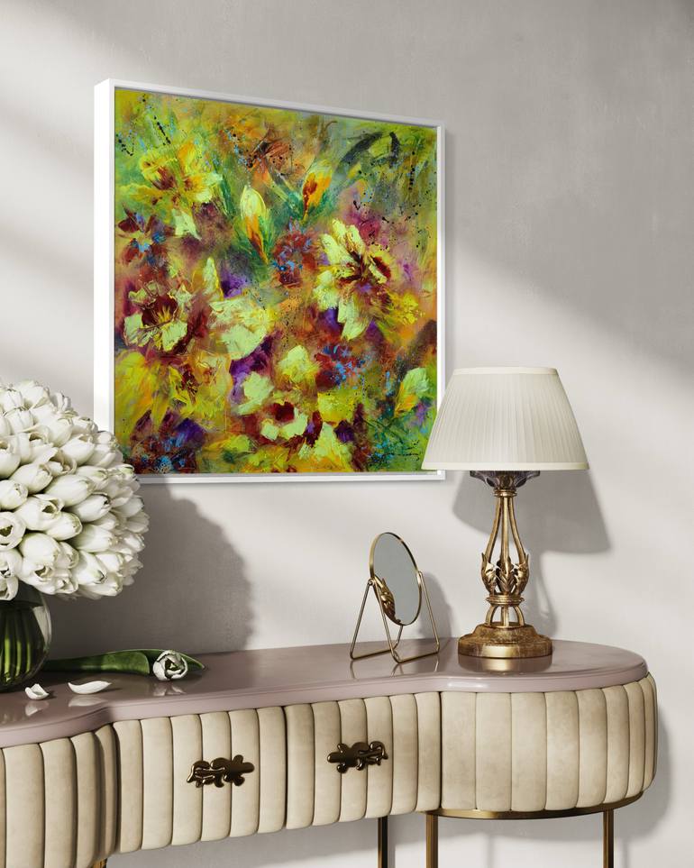 Original Abstract Floral Painting by Vera Hoi