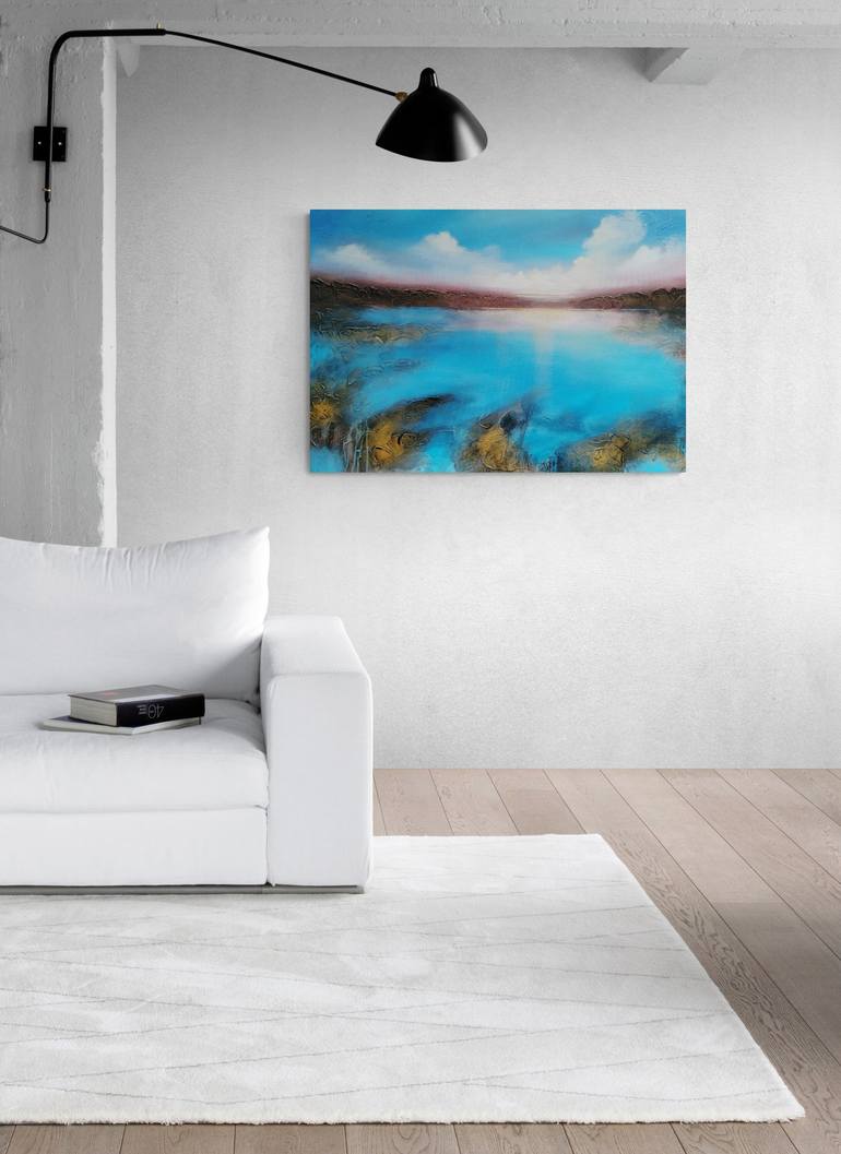 A large abstract modern seascape painting Dream, sunset on the sea ...