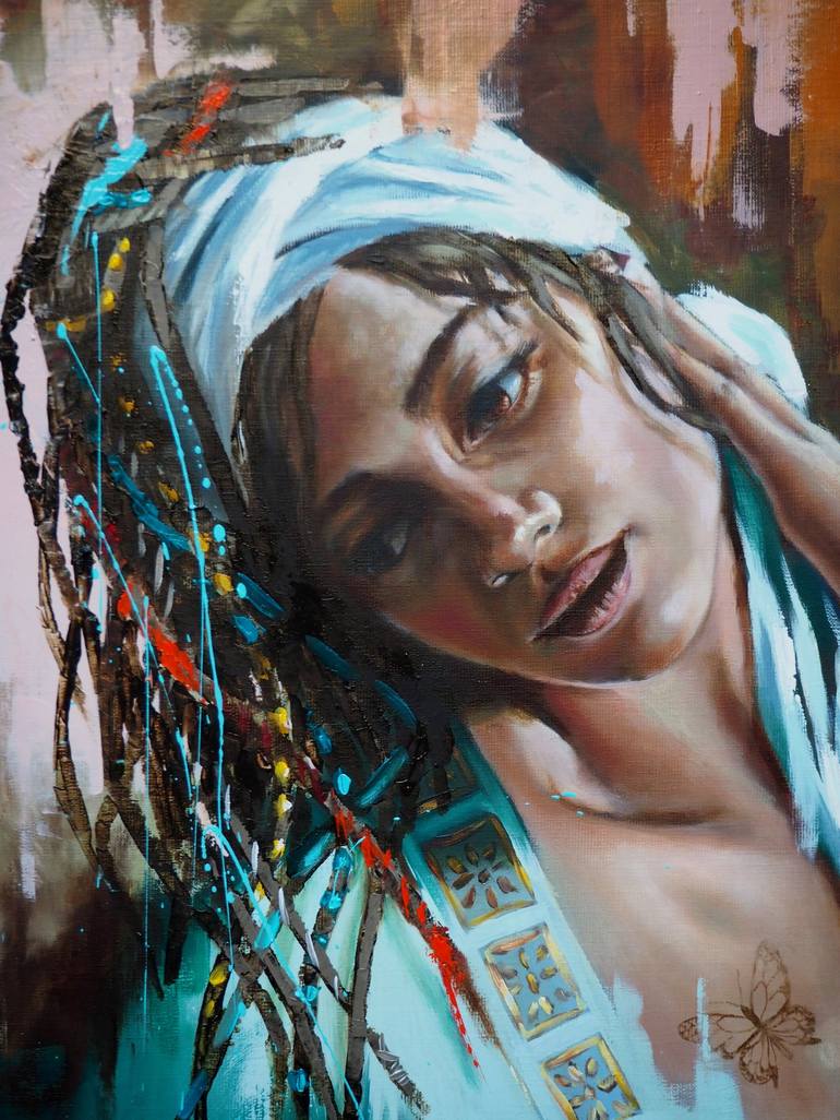 Original Figurative Portrait Painting by Sylvie  JULKOWSKI-EGARD