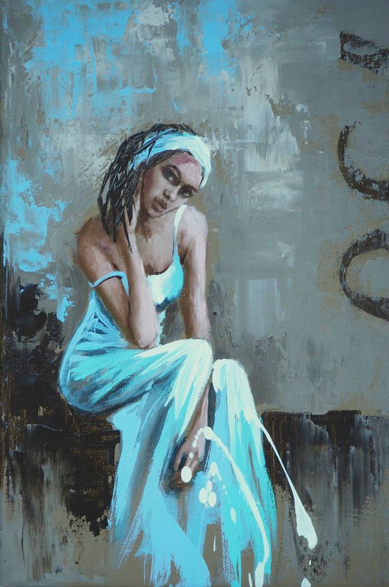 Original Figurative Women Painting by Sylvie  JULKOWSKI-EGARD