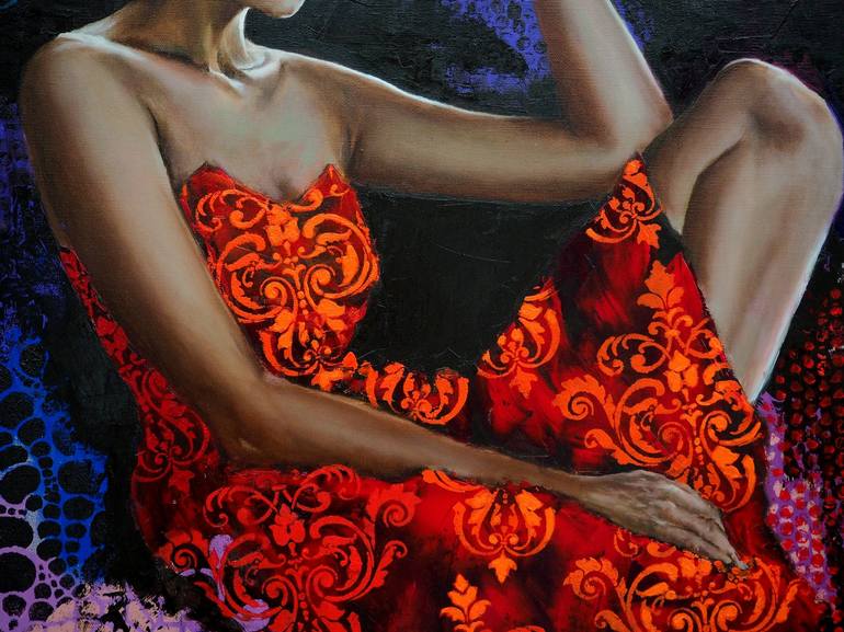 Original Figurative Women Painting by Sylvie  JULKOWSKI-EGARD